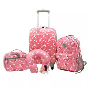 NewTRAVELERS CLUB Kid's Hard Side Carry-On Spinner 5 Piece Luggage Set - Unicorn